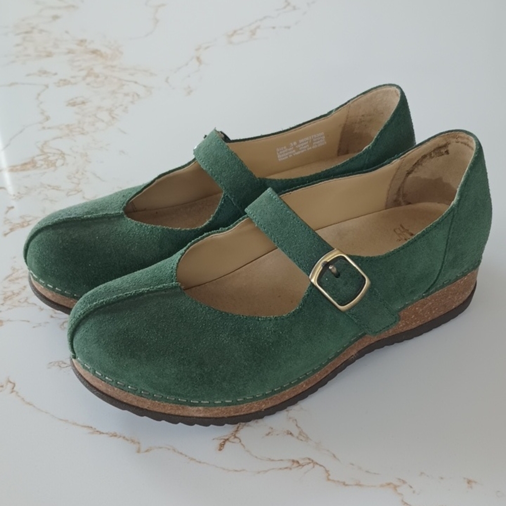 Dansko Mika Green Pine Burnished Suede Mary Jane Shoes Size 38